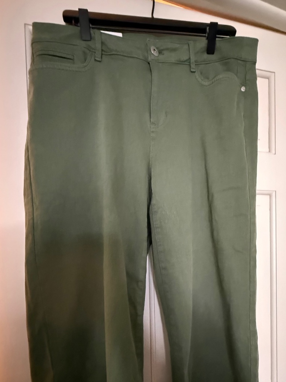 J.Jill Petite Wide Leg Cropped Green Denim Pants